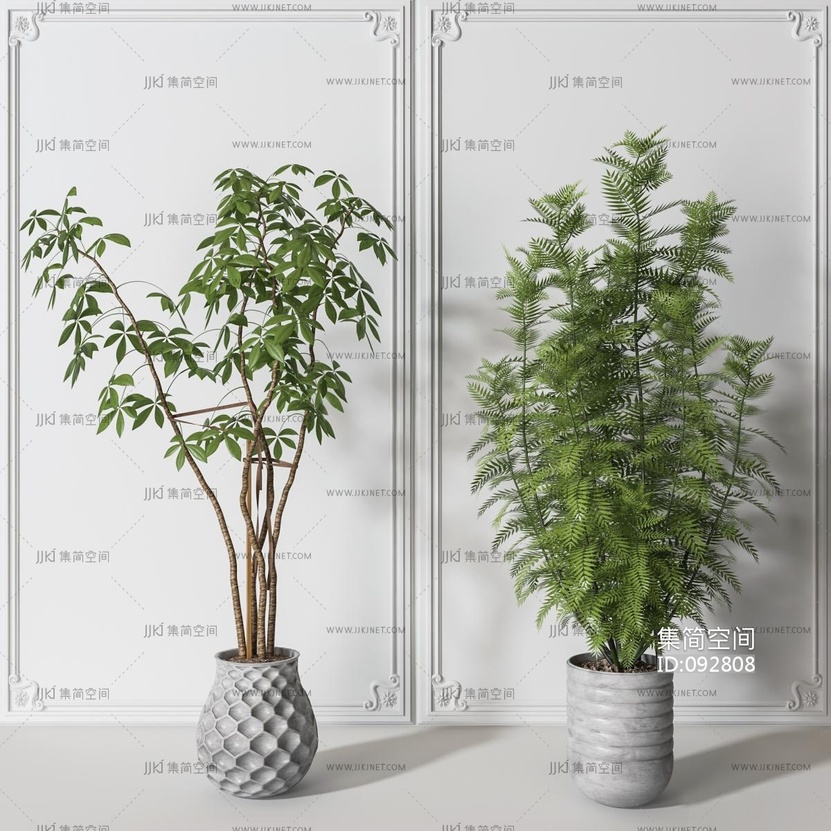 现代植物盆栽组合 3d模型下载 -【集简空间】「每日更新」