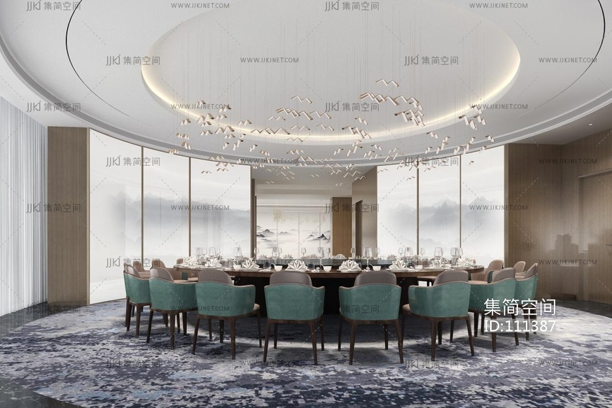 新中式轻奢酒店,餐厅包间 su草图模型下载 -【集简空间】「每日更新」