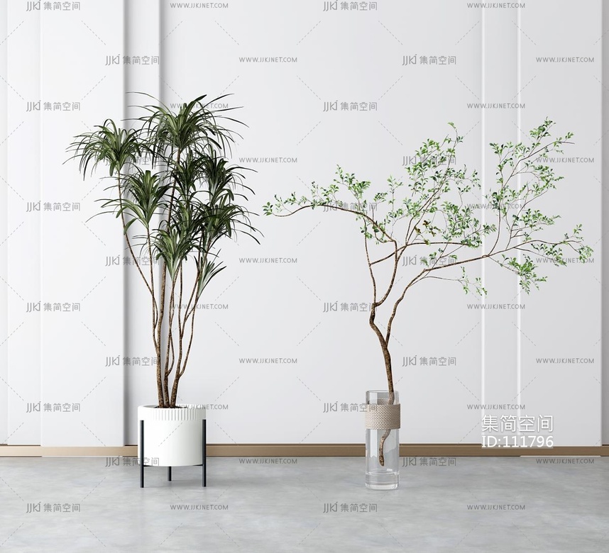 现代植物盆栽组合 3d模型下载 -【集简空间】「每日更新」