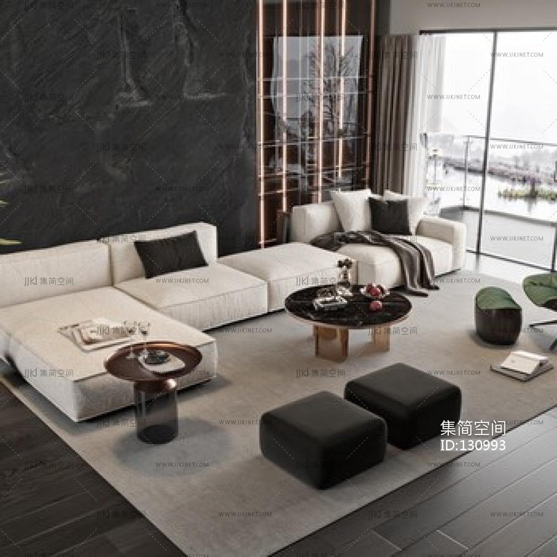 Minotti 米洛提现代沙发组合 su草图模型下载 -【集简空间】「每日更新」