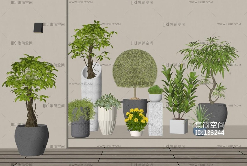 绿植盆栽,植物组合 su草图模型下载 -【集简空间】「每日更新」