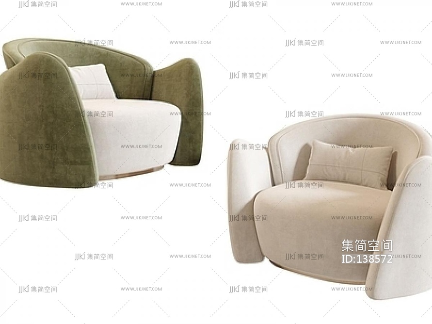 现代单人沙发SU模型 su草图模型下载 -【集简空间】「每日更新」