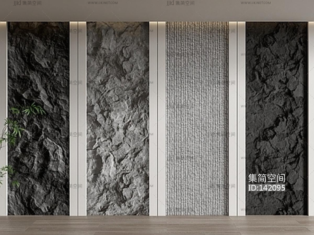 现代石材背景墙,毛石墙SU模型su草图模型下载-【集简空间】「每日更新」